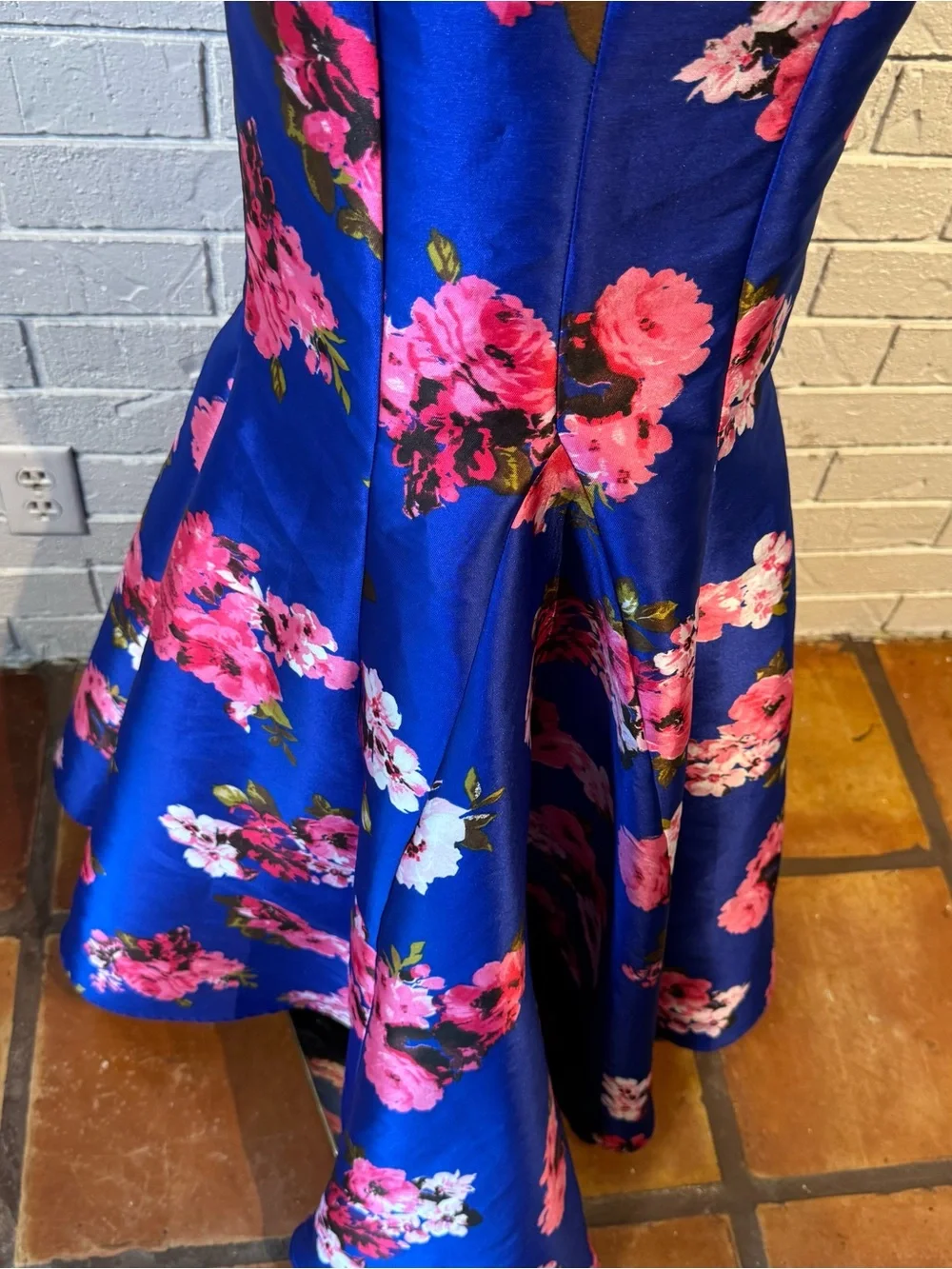 B. Darlin Blue Pink Floral Mermaid Fit and Flare Formal Maxi Skirt Womens 1/2